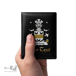 ScotsTee Shop Welsh Hockleton of Trergarreg Church Stoke Coat of Arms Family Crest Welsh Leather Wallet