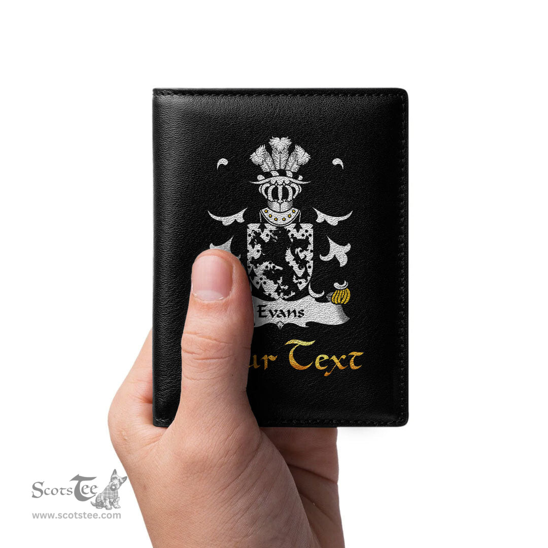 ScotsTee Shop Welsh Evans of Is coed Flint Coat of Arms Family Crest Welsh Leather Wallet