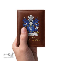 ScotsTee Shop Welsh Spicer of Caernarfonshire Coat of Arms Family Crest Welsh Leather Wallet