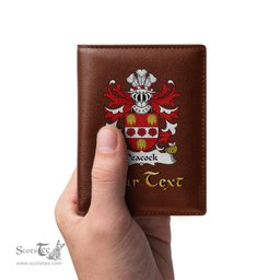 ScotsTee Shop Welsh Peacock or Paucok Pecok Carmarthen Coat of Arms Family Crest Welsh Leather Wallet