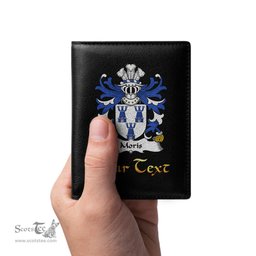 ScotsTee Shop Welsh Moris of Caswilia Brawdy Pembrokeshire Coat of Arms Family Crest Welsh Leather Wallet