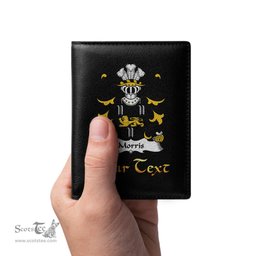 ScotsTee Shop Welsh Morris of Cardiganshire Coat of Arms Family Crest Welsh Leather Wallet