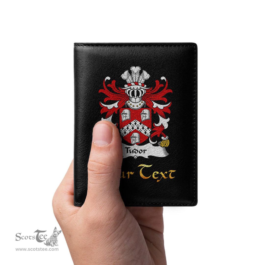 ScotsTee Shop Welsh Tudor from Owain Tudor Coat of Arms Family Crest Welsh Leather Wallet