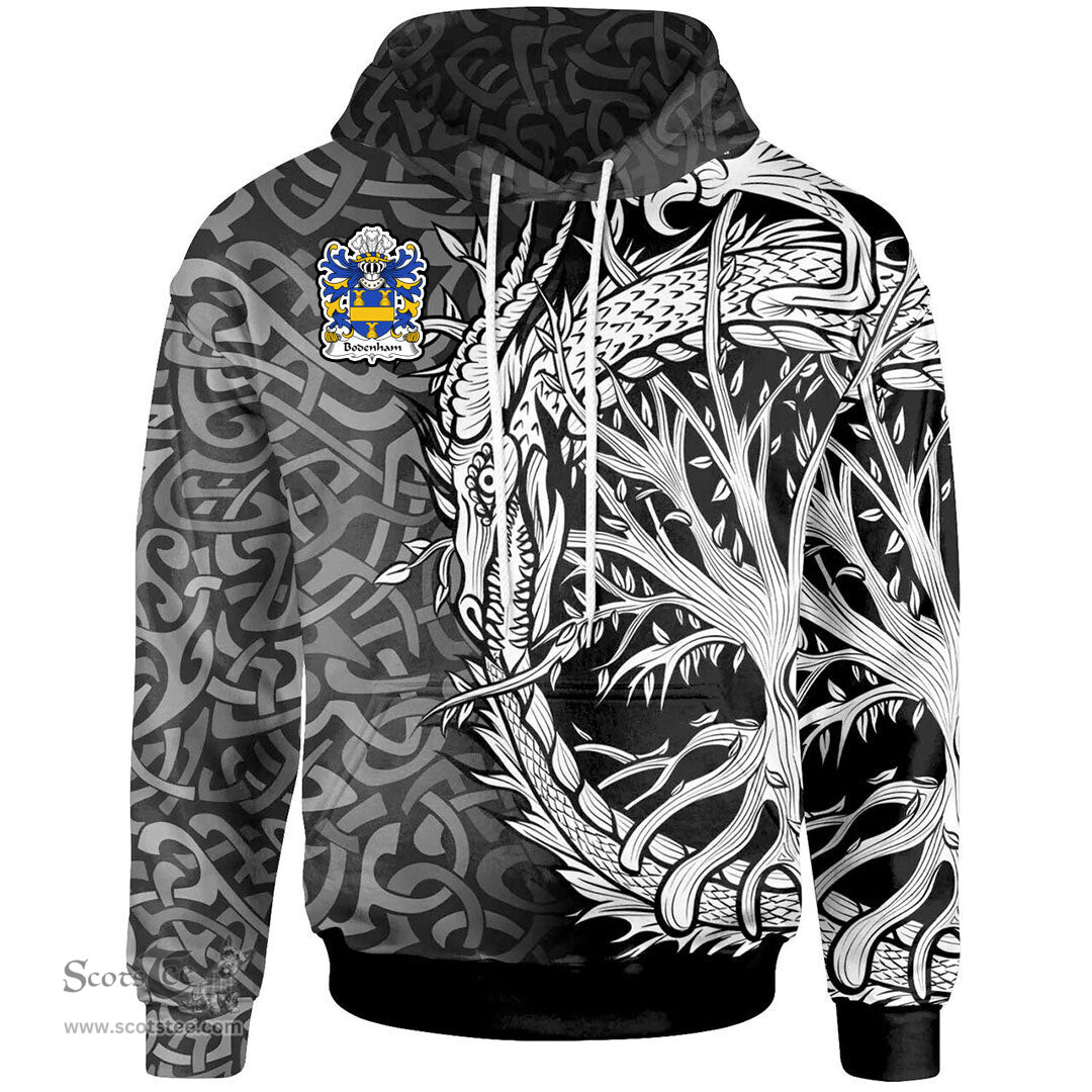 ScotsTee Shop Welsh Bodenham of Rotherwas Hereforshire Coat of Arms Family Crest Wales Hoodie Celtic Dragon With Tree Of Life Hoodie