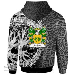 ScotsTee Shop Welsh Arthur I ab uthr pendragon King Arthur Coat of Arms Family Crest Wales Hoodie Celtic Dragon With Tree Of Life Hoodie