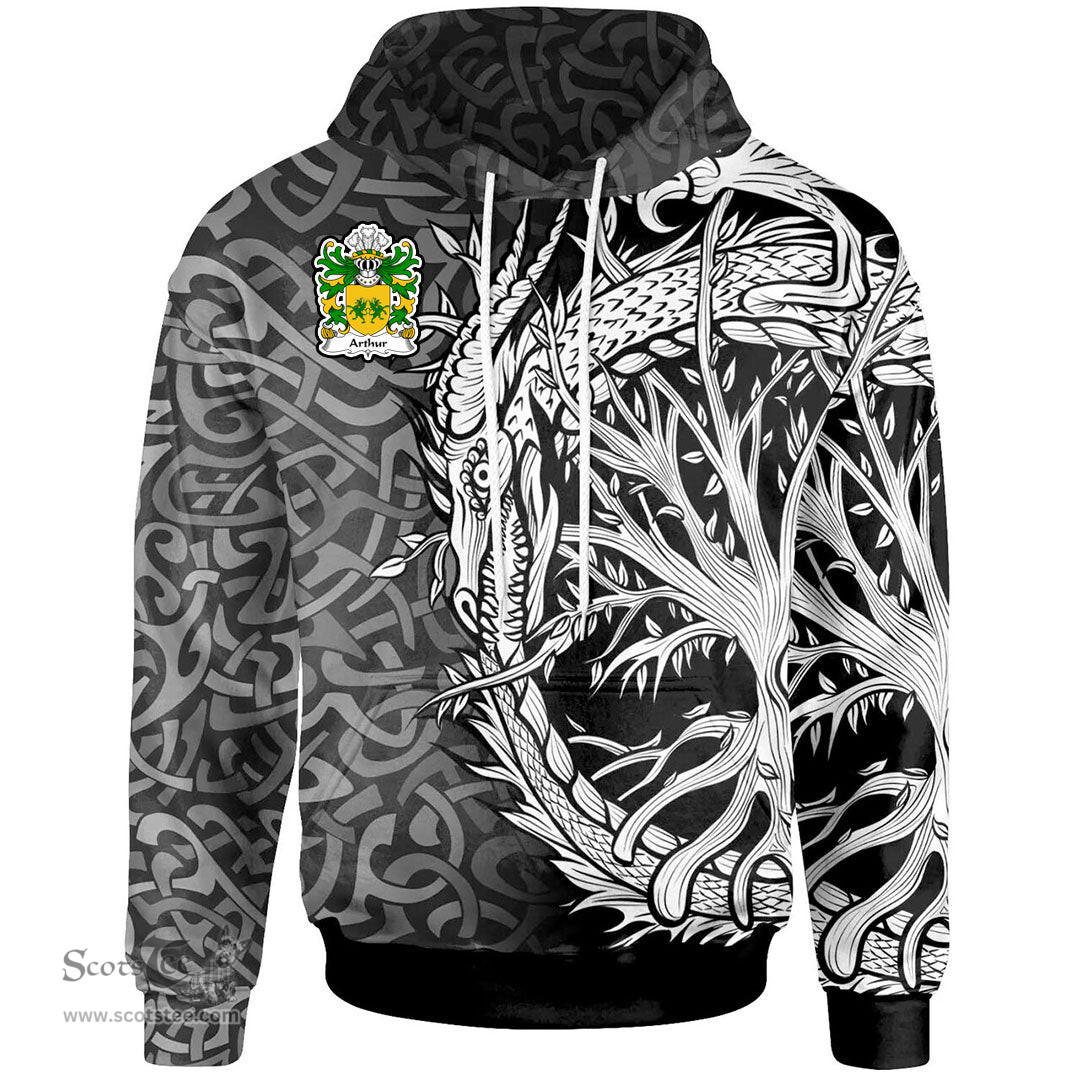 ScotsTee Shop Welsh Arthur I ab uthr pendragon King Arthur Coat of Arms Family Crest Wales Hoodie Celtic Dragon With Tree Of Life Hoodie