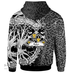 ScotsTee Shop Welsh Baker of Abergavenny Coat of Arms Family Crest Wales Hoodie Celtic Dragon With Tree Of Life Hoodie