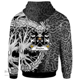 ScotsTee Shop Welsh Fletcher of Denbighshire Coat of Arms Family Crest Wales Hoodie Celtic Dragon With Tree Of Life Hoodie