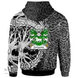ScotsTee Shop Welsh Corineous Duke of Cornwall Companion of Brutus Coat of Arms Family Crest Wales Hoodie Celtic Dragon With Tree Of Life Hoodie