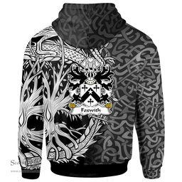 ScotsTee Shop Welsh Foxwith of Caernarfonshire Coat of Arms Family Crest Wales Hoodie Celtic Dragon With Tree Of Life Hoodie
