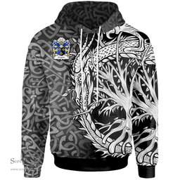 ScotsTee Shop Welsh Gwarin DDU Monmouthshire Coat of Arms Family Crest Wales Hoodie Celtic Dragon With Tree Of Life Hoodie
