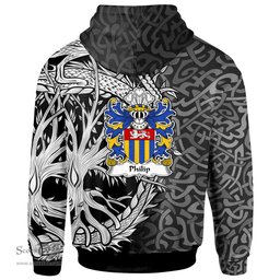 ScotsTee Shop Welsh Philip Sir AP RHYS Breconshire Coat of Arms Family Crest Wales Hoodie Celtic Dragon With Tree Of Life Hoodie