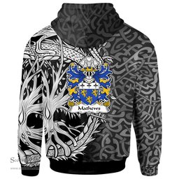 ScotsTee Shop Welsh Mathews of Blodwel Llanyblodwel Shropshire Coat of Arms Family Crest Wales Hoodie Celtic Dragon With Tree Of Life Hoodie