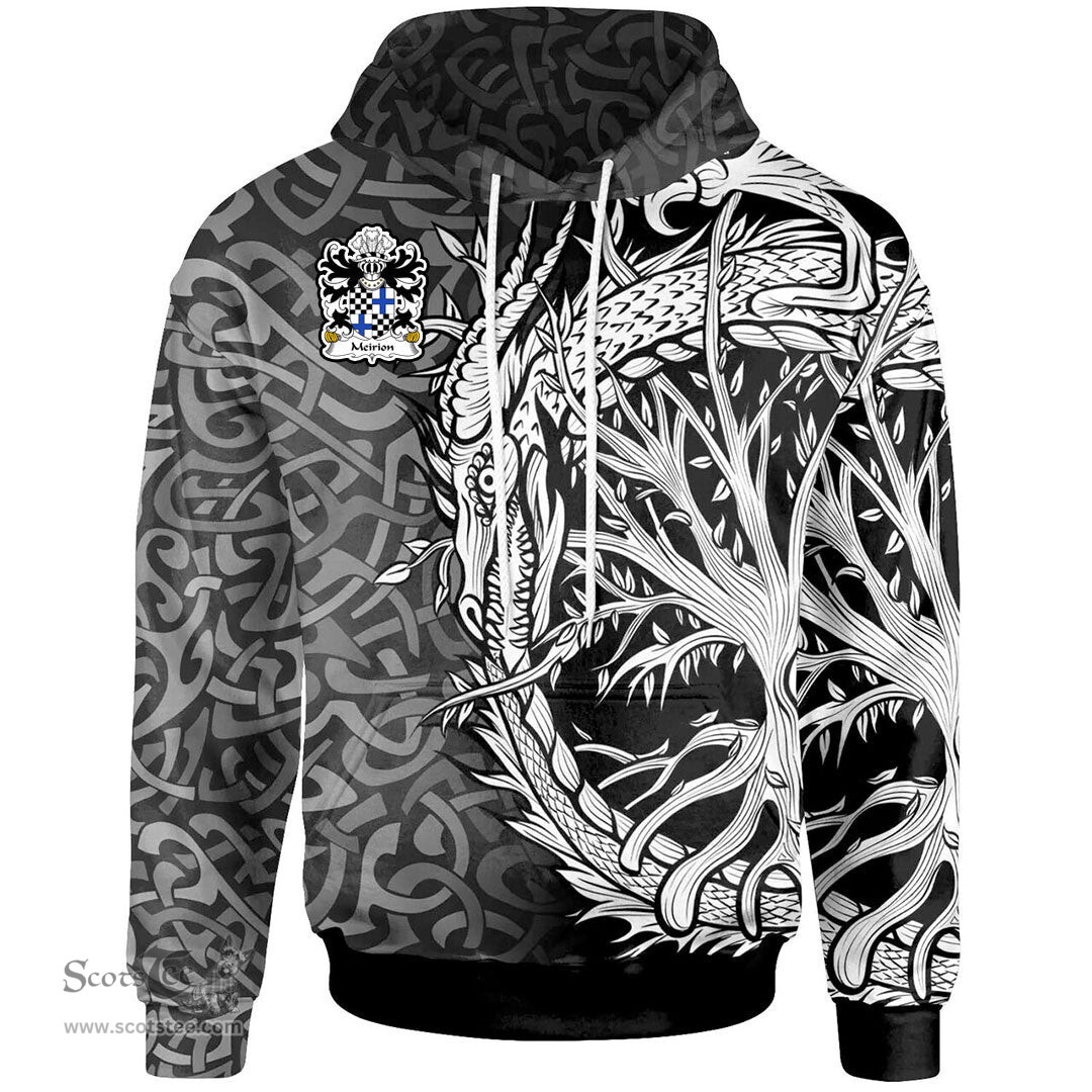 ScotsTee Shop Welsh Meirion MEIRIONNYDD Coat of Arms Family Crest Wales Hoodie Celtic Dragon With Tree Of Life Hoodie