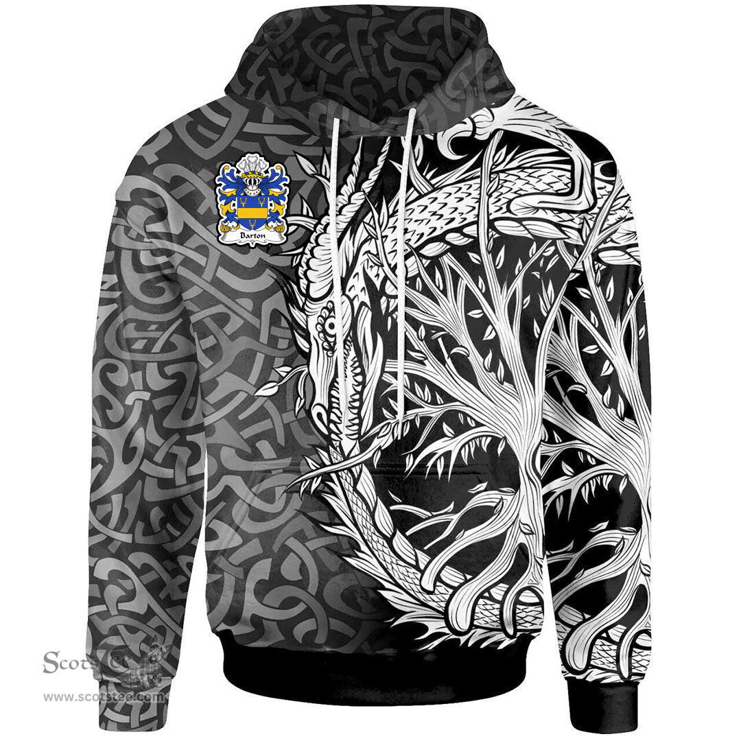 ScotsTee Shop Welsh Barton Coat of Arms Family Crest Wales Hoodie Celtic Dragon With Tree Of Life Hoodie