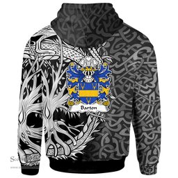 ScotsTee Shop Welsh Barton Coat of Arms Family Crest Wales Hoodie Celtic Dragon With Tree Of Life Hoodie