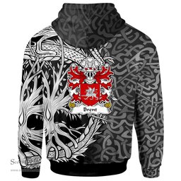 ScotsTee Shop Welsh Brent of Pembrokeshire Coat of Arms Family Crest Wales Hoodie Celtic Dragon With Tree Of Life Hoodie
