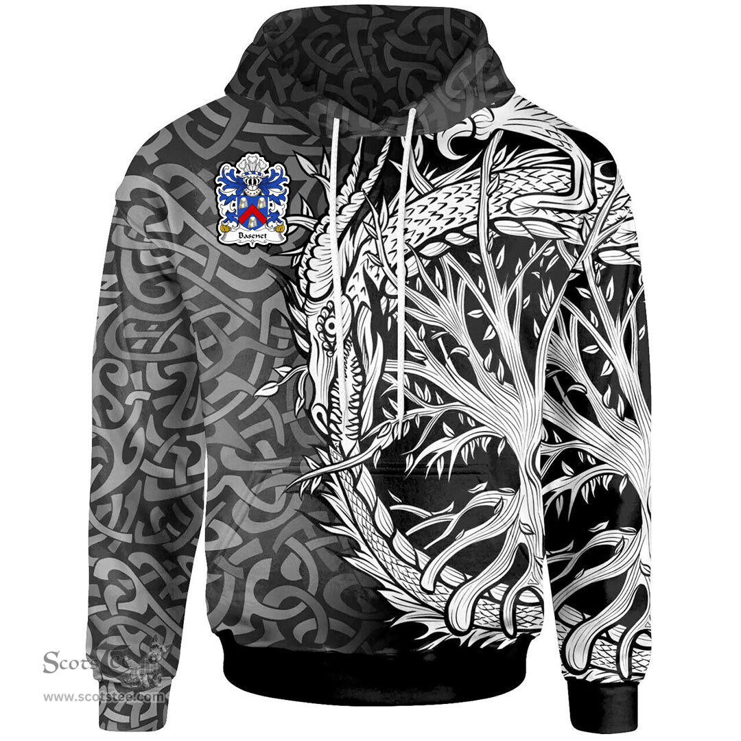 ScotsTee Shop Welsh Basenet of Flint Coat of Arms Family Crest Wales Hoodie Celtic Dragon With Tree Of Life Hoodie