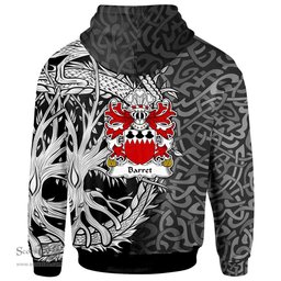 ScotsTee Shop Welsh Barret of Pendine Pembrokeshire Coat of Arms Family Crest Wales Hoodie Celtic Dragon With Tree Of Life Hoodie