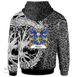 ScotsTee Shop Welsh Almer of Pant locyn Denbighshire Coat of Arms Family Crest Wales Hoodie Celtic Dragon With Tree Of Life Hoodie