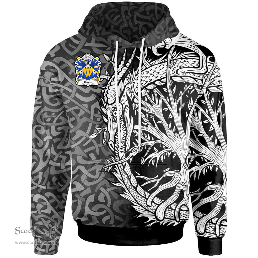 ScotsTee Shop Welsh Bryan Lord of Laugharne Carmanthenshire Coat of Arms Family Crest Wales Hoodie Celtic Dragon With Tree Of Life Hoodie