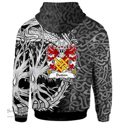 ScotsTee Shop Welsh Dutton of Dutton of Cheshire Coat of Arms Family Crest Wales Hoodie Celtic Dragon With Tree Of Life Hoodie