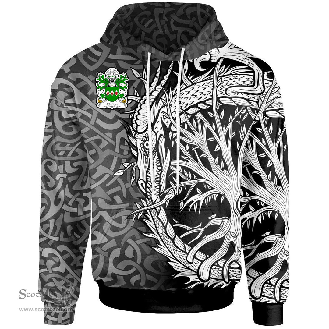 ScotsTee Shop Welsh Einion AP CARADOG Coat of Arms Family Crest Wales Hoodie Celtic Dragon With Tree Of Life Hoodie