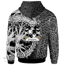 ScotsTee Shop Welsh Gravenor or Gosvenor Coat of Arms Family Crest Wales Hoodie Celtic Dragon With Tree Of Life Hoodie
