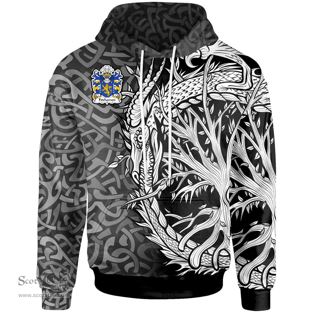 ScotsTee Shop Welsh Fitzhamon conquered Glamorgan Coat of Arms Family Crest Wales Hoodie Celtic Dragon With Tree Of Life Hoodie