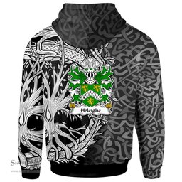 ScotsTee Shop Welsh Heleighe Helegh Heley of Flint Coat of Arms Family Crest Wales Hoodie Celtic Dragon With Tree Of Life Hoodie