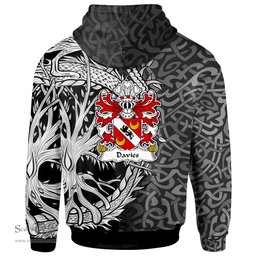 ScotsTee Shop Welsh Davies of Chester Coat of Arms Family Crest Wales Hoodie Celtic Dragon With Tree Of Life Hoodie