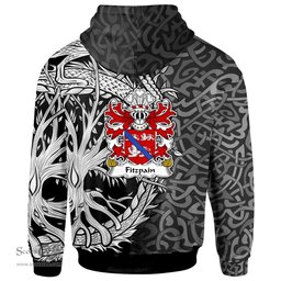 ScotsTee Shop Welsh Fitzpain of Llanfair Monmouthshire Coat of Arms Family Crest Wales Hoodie Celtic Dragon With Tree Of Life Hoodie