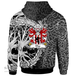 ScotsTee Shop Welsh Ellys of Denbighshire Coat of Arms Family Crest Wales Hoodie Celtic Dragon With Tree Of Life Hoodie
