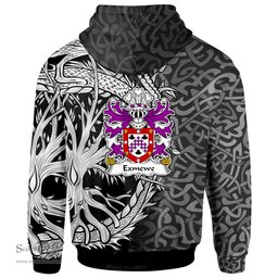 ScotsTee Shop Welsh Exmewe of Ruthin Denbighshire Coat of Arms Family Crest Wales Hoodie Celtic Dragon With Tree Of Life Hoodie