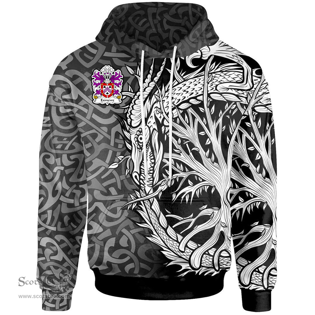 ScotsTee Shop Welsh Exmewe of Ruthin Denbighshire Coat of Arms Family Crest Wales Hoodie Celtic Dragon With Tree Of Life Hoodie