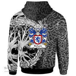 ScotsTee Shop Welsh Richard IARLL KLAR Earl of Clare Coat of Arms Family Crest Wales Hoodie Celtic Dragon With Tree Of Life Hoodie