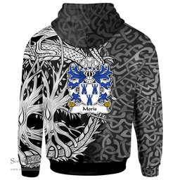 ScotsTee Shop Welsh Moris of Caswilia Brawdy Pembrokeshire Coat of Arms Family Crest Wales Hoodie Celtic Dragon With Tree Of Life Hoodie