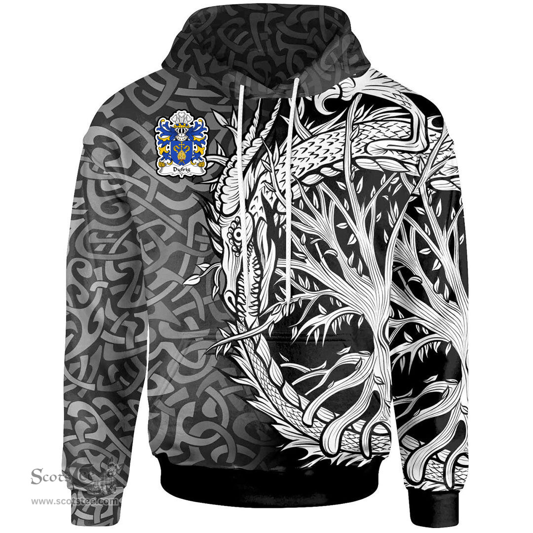 ScotsTee Shop Welsh Dyfrig Dubricius Saint Coat of Arms Family Crest Wales Hoodie Celtic Dragon With Tree Of Life Hoodie