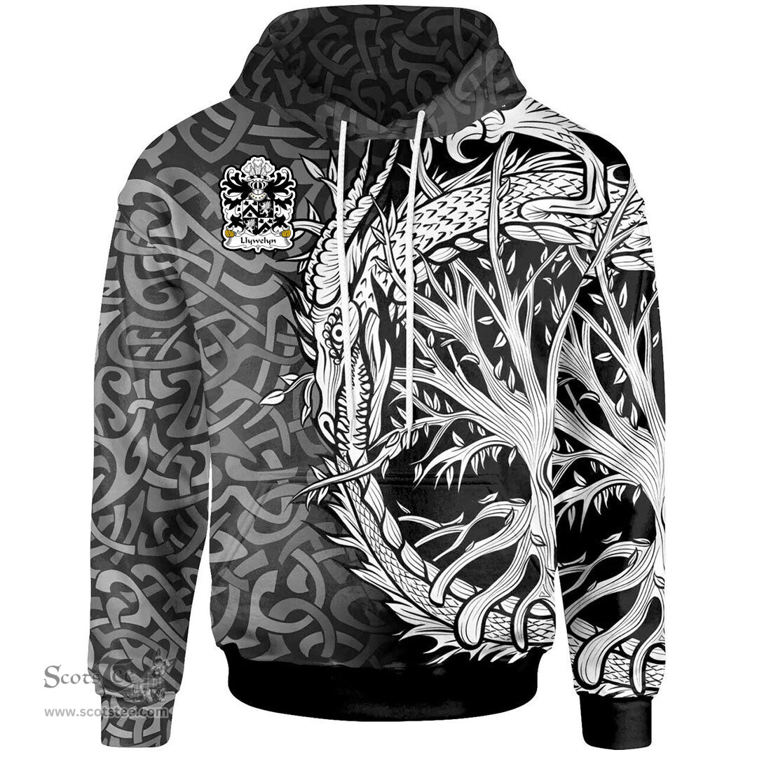 ScotsTee Shop Welsh Llywelyn AP MAREDUDD Coat of Arms Family Crest Wales Hoodie Celtic Dragon With Tree Of Life Hoodie