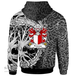 ScotsTee Shop Welsh Penrees or Penrice of Penrice Gower Coat of Arms Family Crest Wales Hoodie Celtic Dragon With Tree Of Life Hoodie