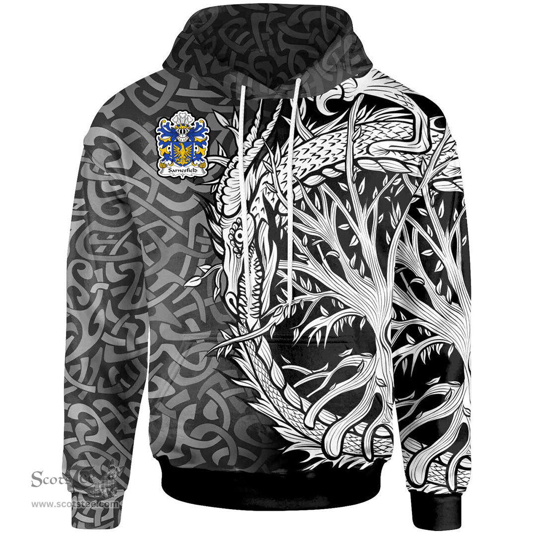 ScotsTee Shop Welsh Sarnesfield of Herefordshire Coat of Arms Family Crest Wales Hoodie Celtic Dragon With Tree Of Life Hoodie