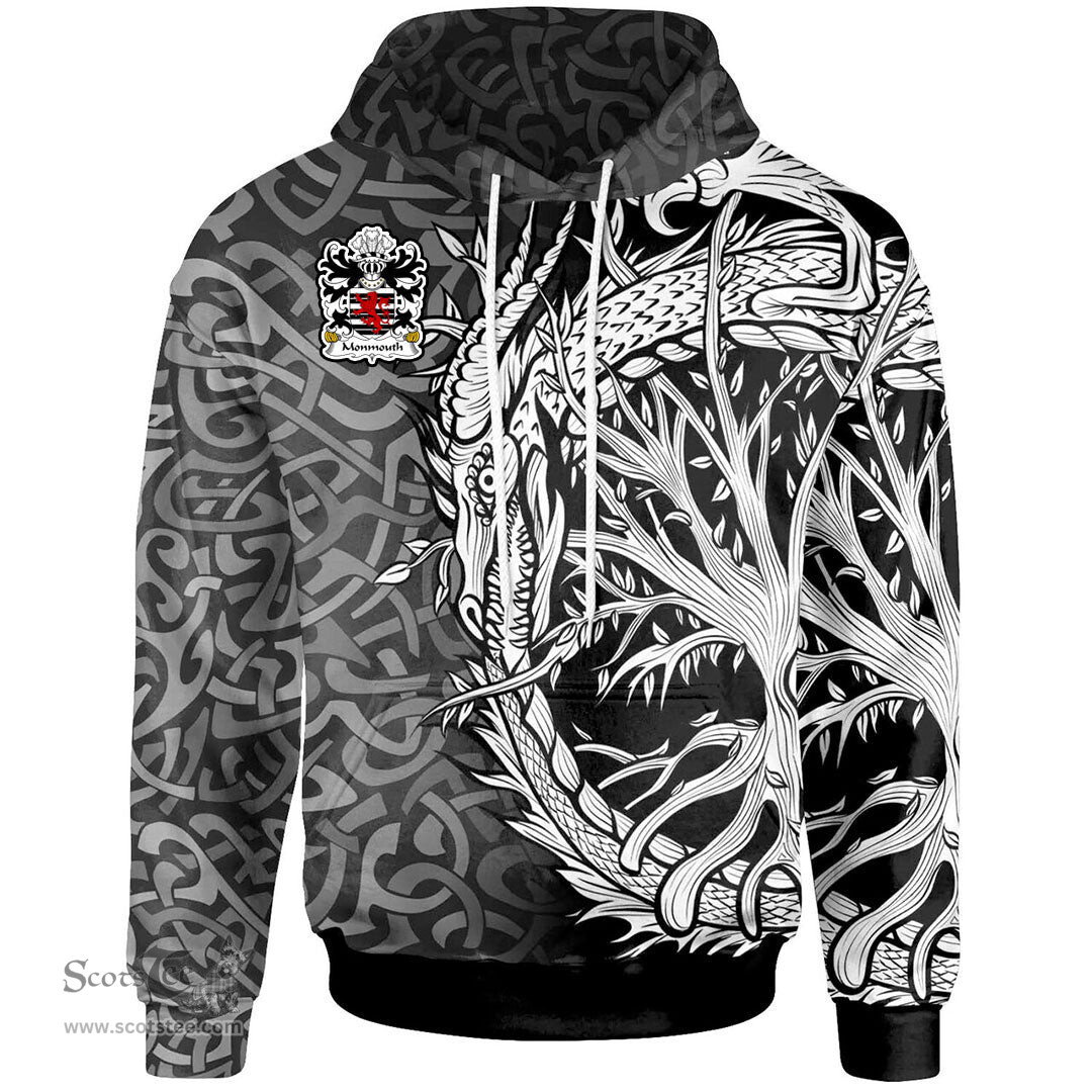ScotsTee Shop Welsh Monmouth Lord Monmouth Coat of Arms Family Crest Wales Hoodie Celtic Dragon With Tree Of Life Hoodie