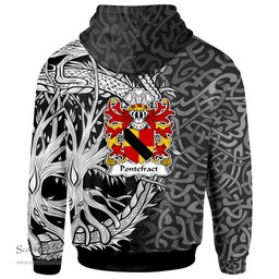 ScotsTee Shop Welsh Pontefract of Denbighshire Coat of Arms Family Crest Wales Hoodie Celtic Dragon With Tree Of Life Hoodie