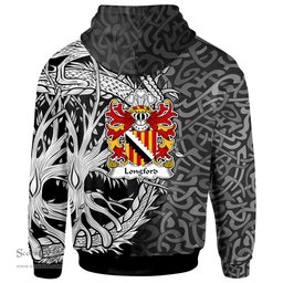 ScotsTee Shop Welsh Longford of Pembrokeshire Coat of Arms Family Crest Wales Hoodie Celtic Dragon With Tree Of Life Hoodie