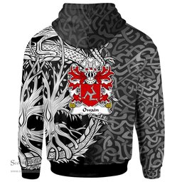 ScotsTee Shop Welsh Owain AP EDWIN or Owen Coat of Arms Family Crest Wales Hoodie Celtic Dragon With Tree Of Life Hoodie