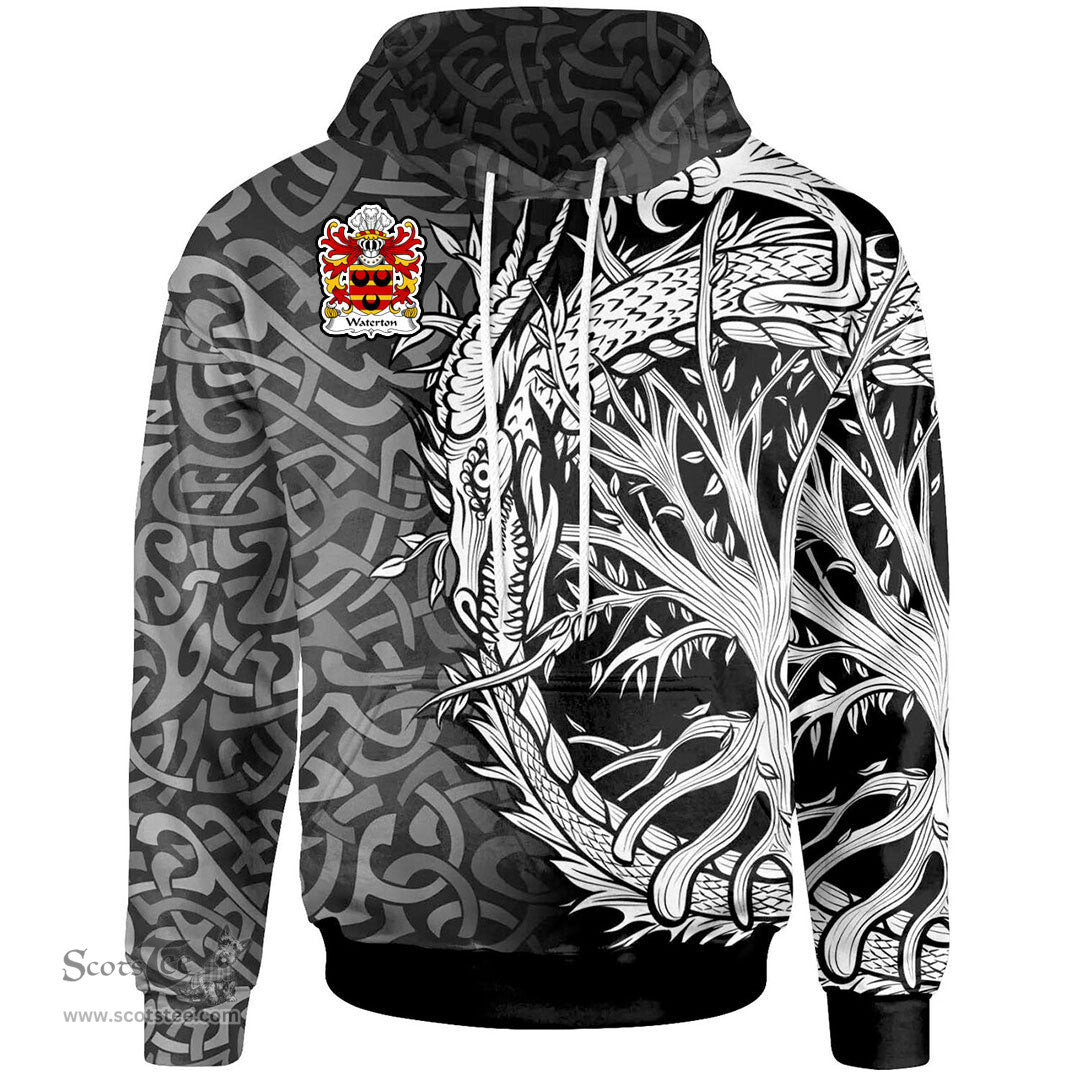 ScotsTee Shop Welsh Waterton of Herefordshire Coat of Arms Family Crest Wales Hoodie Celtic Dragon With Tree Of Life Hoodie
