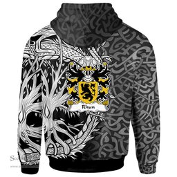 ScotsTee Shop Welsh Rhun AP GRONWY Coat of Arms Family Crest Wales Hoodie Celtic Dragon With Tree Of Life Hoodie