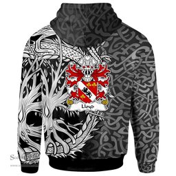 ScotsTee Shop Welsh Lloyd of Llansteffan Carmarthenshire Coat of Arms Family Crest Wales Hoodie Celtic Dragon With Tree Of Life Hoodie
