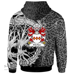 ScotsTee Shop Welsh Merfyn FRYCH King of Gwynedd Coat of Arms Family Crest Wales Hoodie Celtic Dragon With Tree Of Life Hoodie