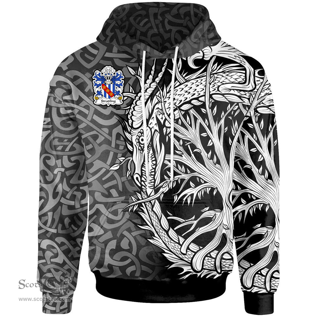 ScotsTee Shop Welsh Stradling of St. Donats Glamorgan Coat of Arms Family Crest Wales Hoodie Celtic Dragon With Tree Of Life Hoodie
